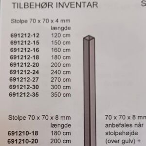 Stolpe 70 x 70x 4mm L=180 cm